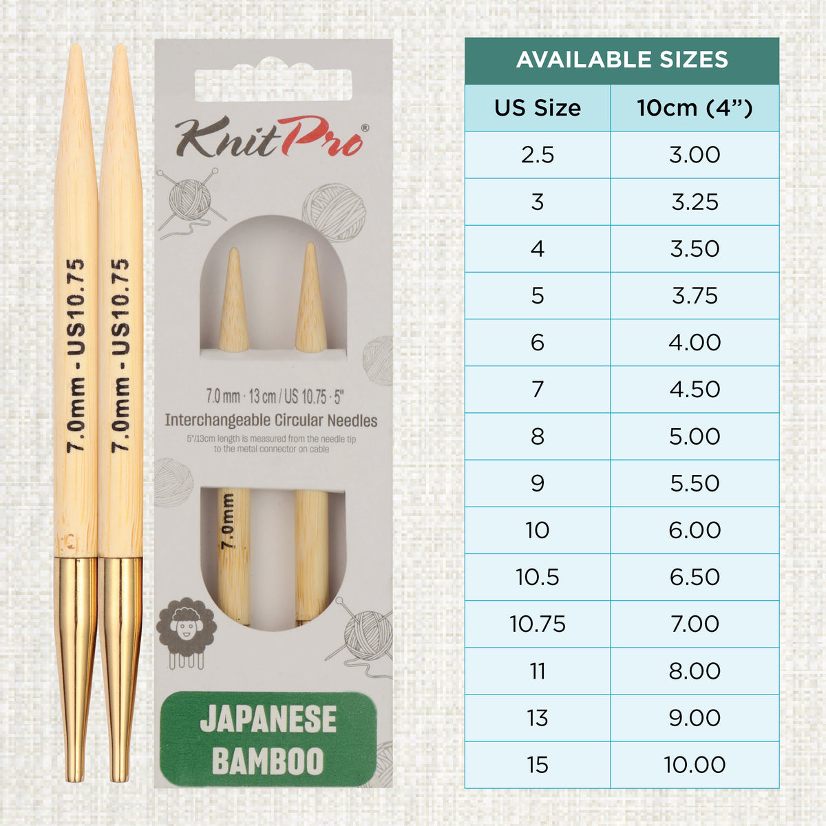 Pair of KnitPro 7mm bamboo interchangeable circular needle tips