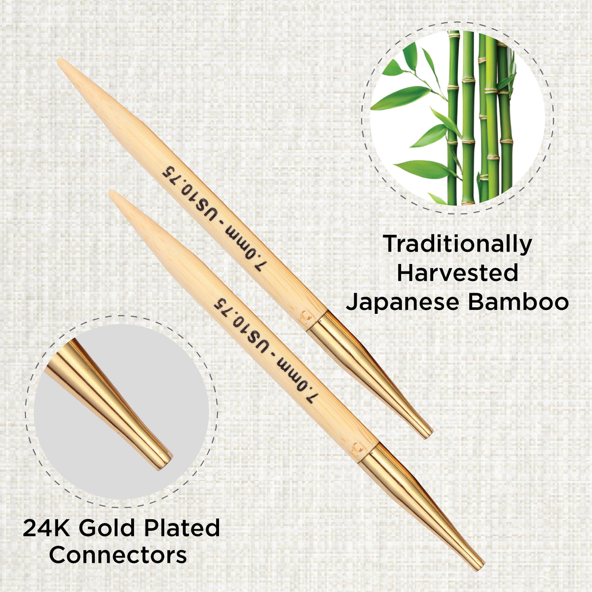 Pair of KnitPro 7mm bamboo interchangeable circular needle tips