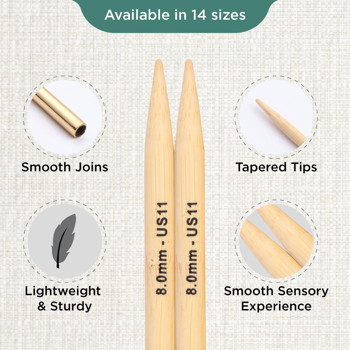 Pair of KnitPro 8mm bamboo interchangeable circular needle tips