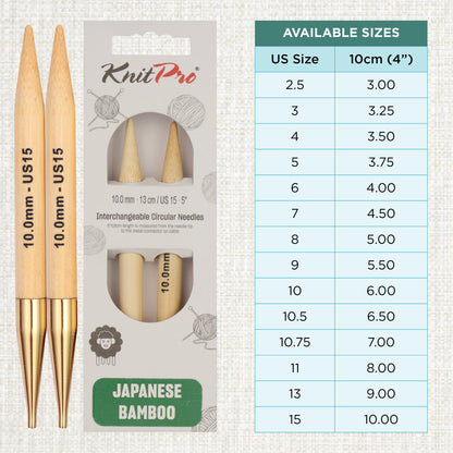 Pair of KnitPro 10mm bamboo interchangeable circular needle tips