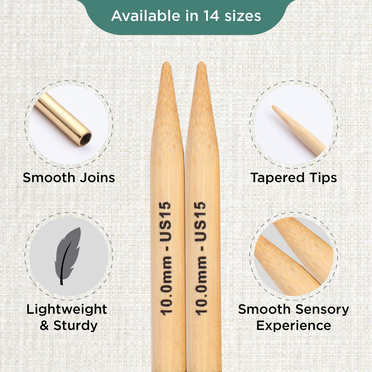 Pair of KnitPro 10mm bamboo interchangeable circular needle tips