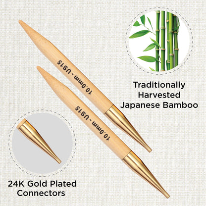 Pair of KnitPro 10mm bamboo interchangeable circular needle tips