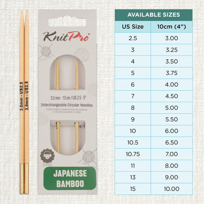 Pair of KnitPro 3mm bamboo interchangeable circular needle tips