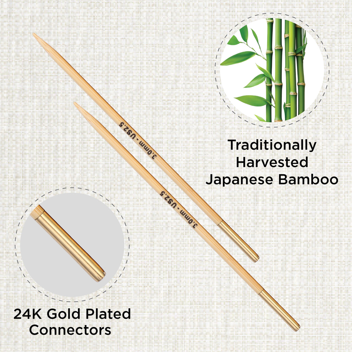 Pair of KnitPro 3mm bamboo interchangeable circular needle tips