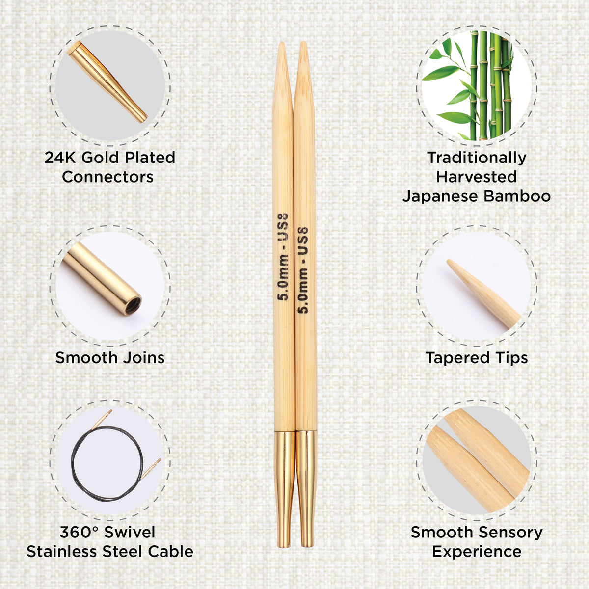 KnitPro bamboo interchangeable needle deluxe set in green fabric case