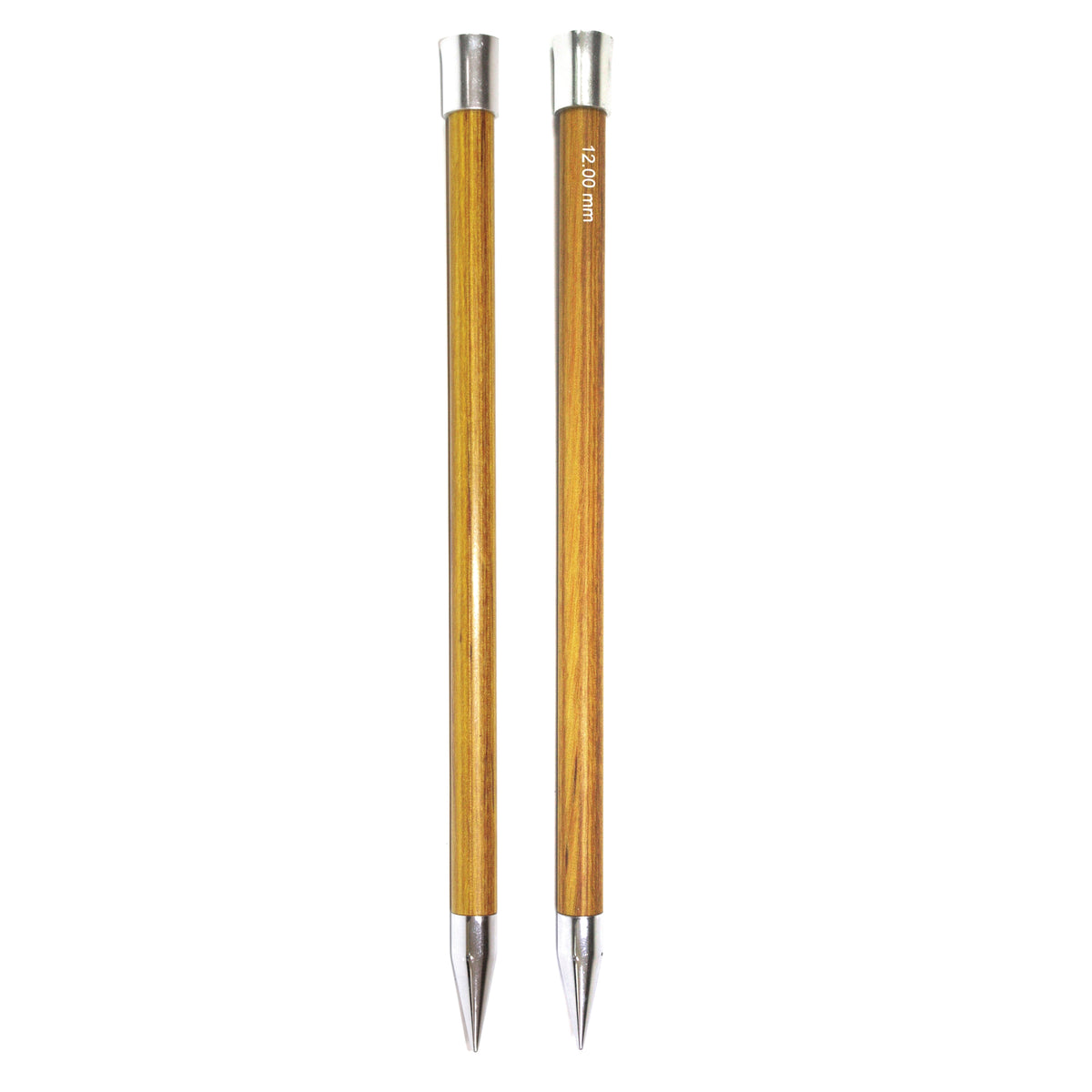 Pair of KnitPro Royale 12mm striped wooden knitting needles with brass tips