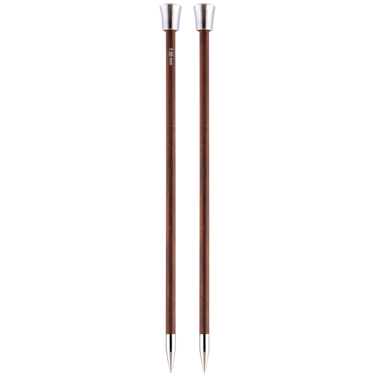 Pair of KnitPro Royale 7mm striped wooden knitting needles with brass tips