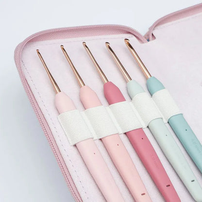 KnitPro Vybe Deluxe set of 9 pastel crochet hooks with fabric case
