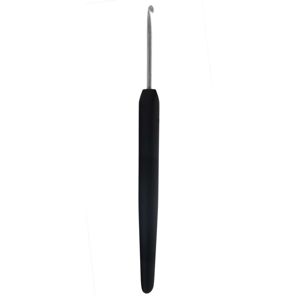 KnitPro 4mm silver aluminium crochet hook with black soft grip handle