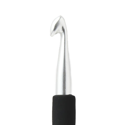 KnitPro 2.25mm silver aluminium crochet hook with black soft grip handle