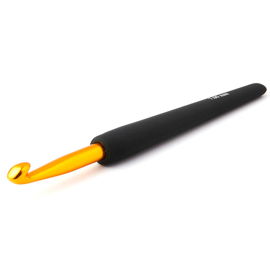 KnitPro 2.25mm gold aluminium crochet hook with black soft grip handle