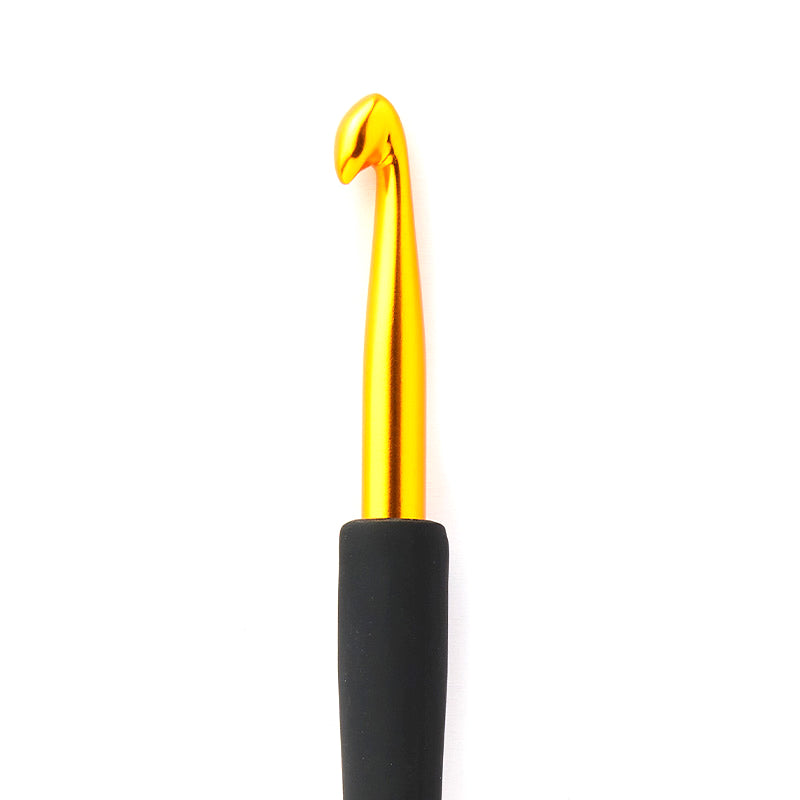 KnitPro 3.25mm gold aluminium crochet hook with black soft grip handle