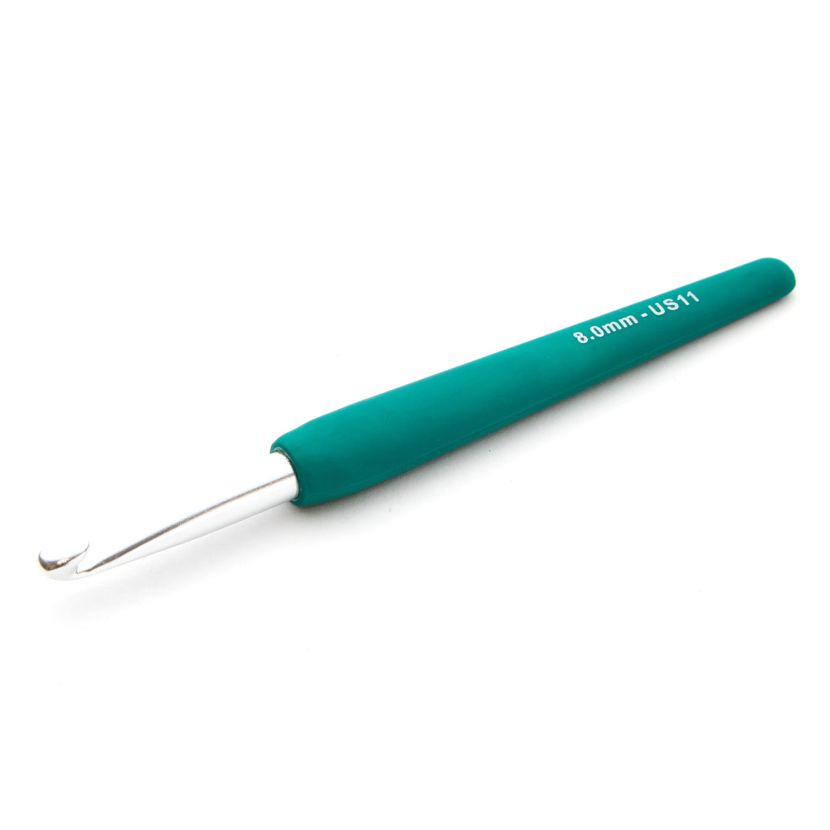 KnitPro Waves 2.0 8mm crochet hook with deep sea teal rubber handle