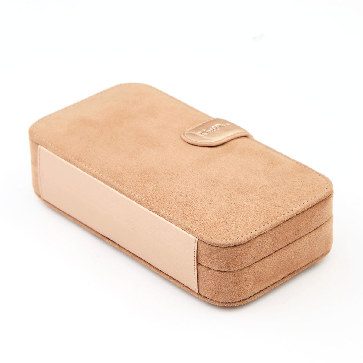 KnitPro Oasis chunky crochet hook set with rose gold heads and rose handle in a clay faux suede case