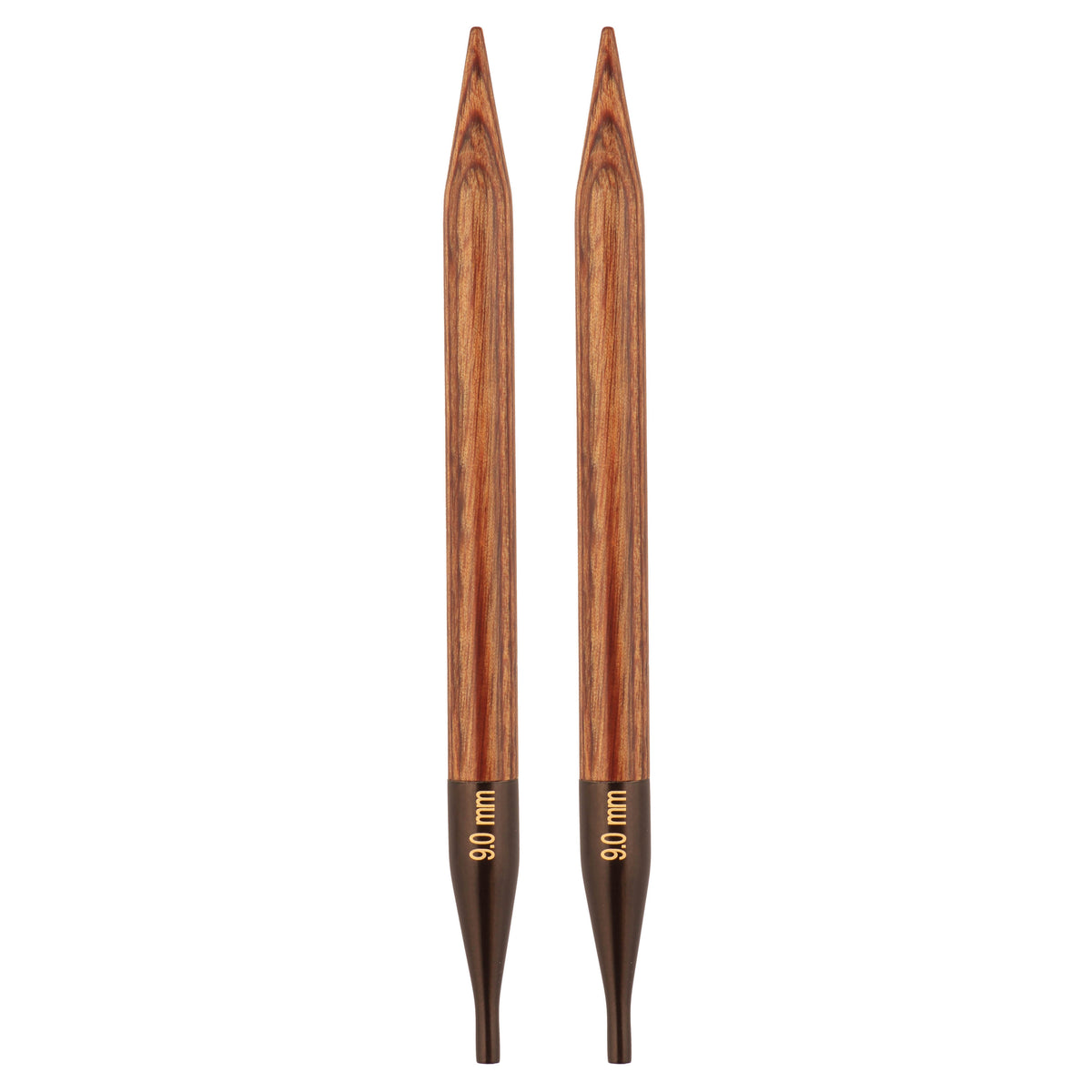 Pair of tinted wooden KnitPro Ginger interchangeable needle tips, 7mm