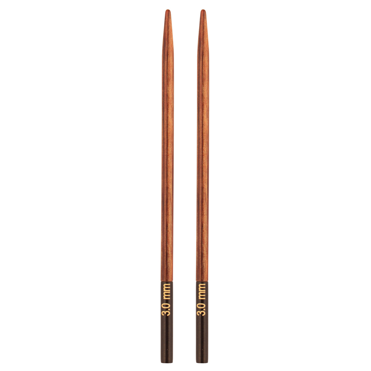 Pair of tinted wooden KnitPro Ginger 10cm interchangeable needle tips, 3mm