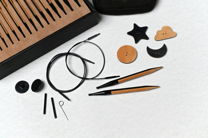 KnitPro Day & Nite interchangeable knitting needle set in black and natural tones