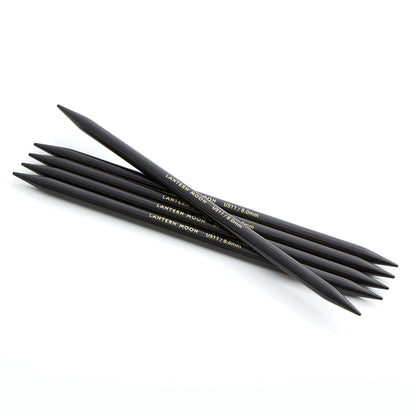 Set of 5 dark ebony double pointed knitting needles, 20cm, 3.5mm