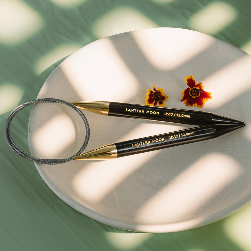 Lantern Moon 3mm ebony fixed circular knitting needle with 100cm cord