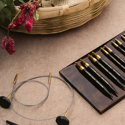 Lantern Moon ebony interchangeable circular needle tips, 13cm, 6.5mm