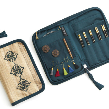 Lantern Moon Legacy interchangeable knitting needle set in an embroidered silk case