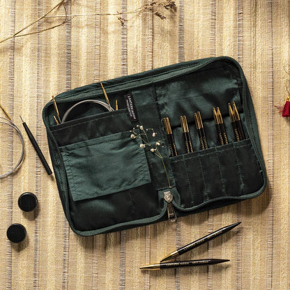 Lantern Moon Legacy interchangeable knitting needle set in an embroidered silk case