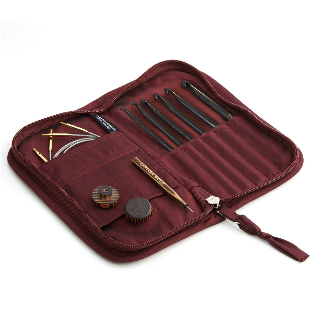 Lantern Moon Bequest ebony Tunisian crochet hook set with silk pouch