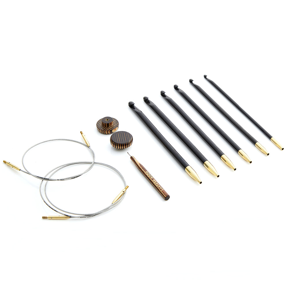 Lantern Moon Bequest ebony Tunisian crochet hook set with silk pouch