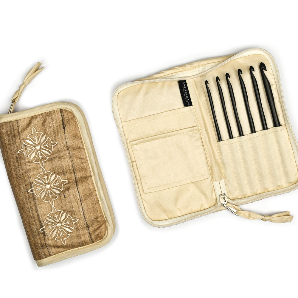 Lantern Moon Radiance ebony crochet hook set in embroidered pouch