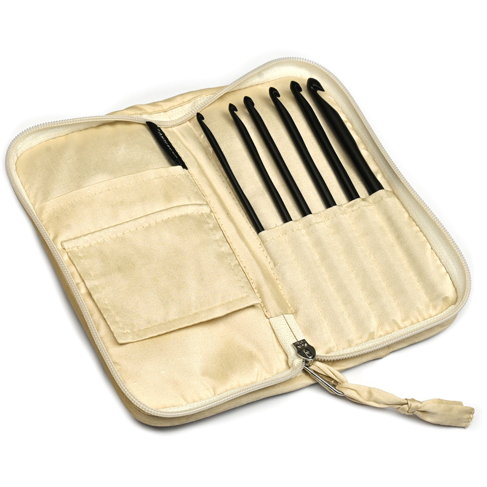 Lantern Moon Radiance ebony crochet hook set in embroidered pouch