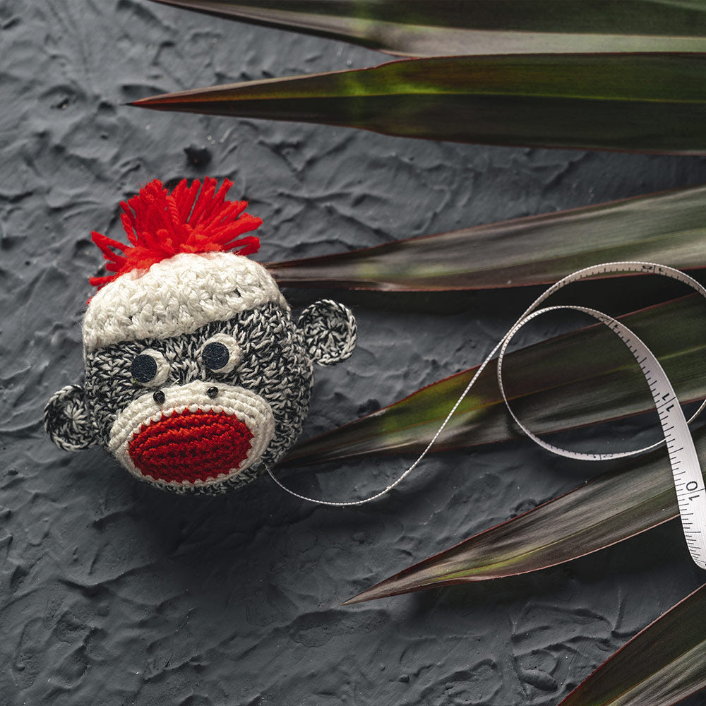 Lantern Moon hand crocheted sock monkey tape measure