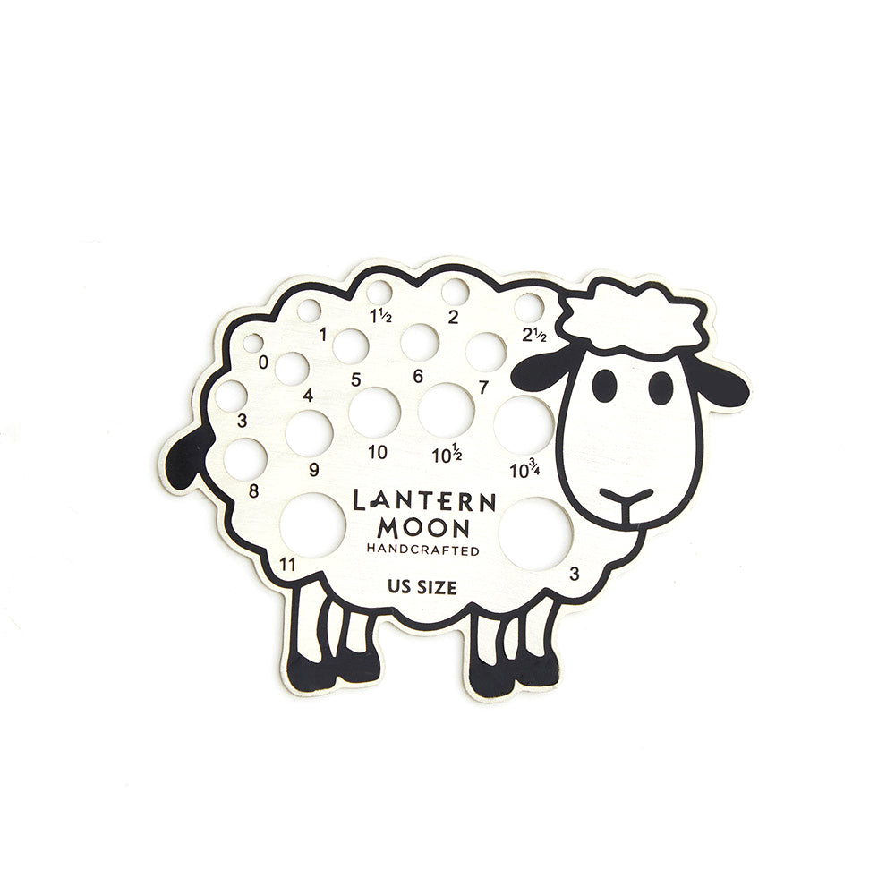 Silver-plated sheep-shaped knitting needle gauge