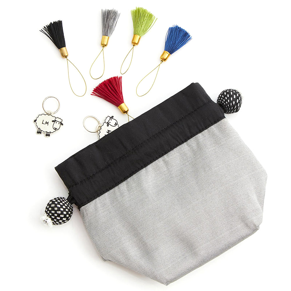 Small silk blend drawstring pouch in the Cloud design