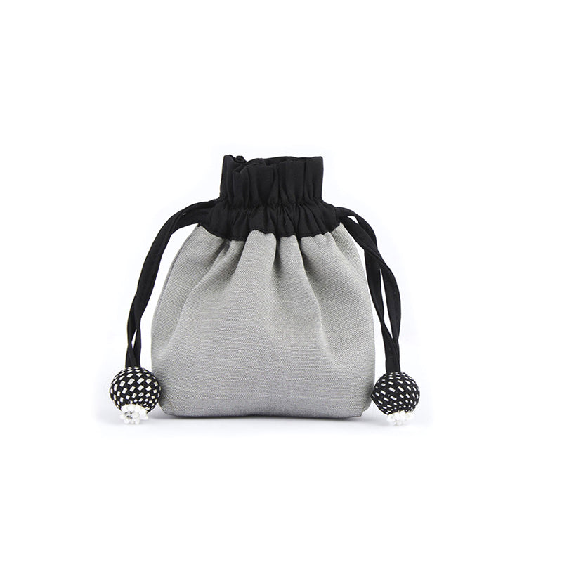 Small silk blend drawstring pouch in the Cloud design