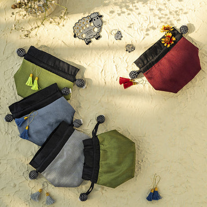 Small silk blend drawstring pouch in the Arctic design