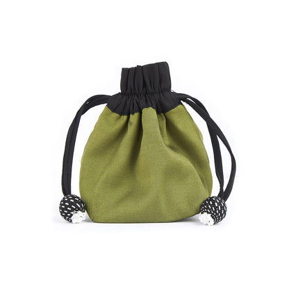 Small silk blend drawstring pouch in the Sage design