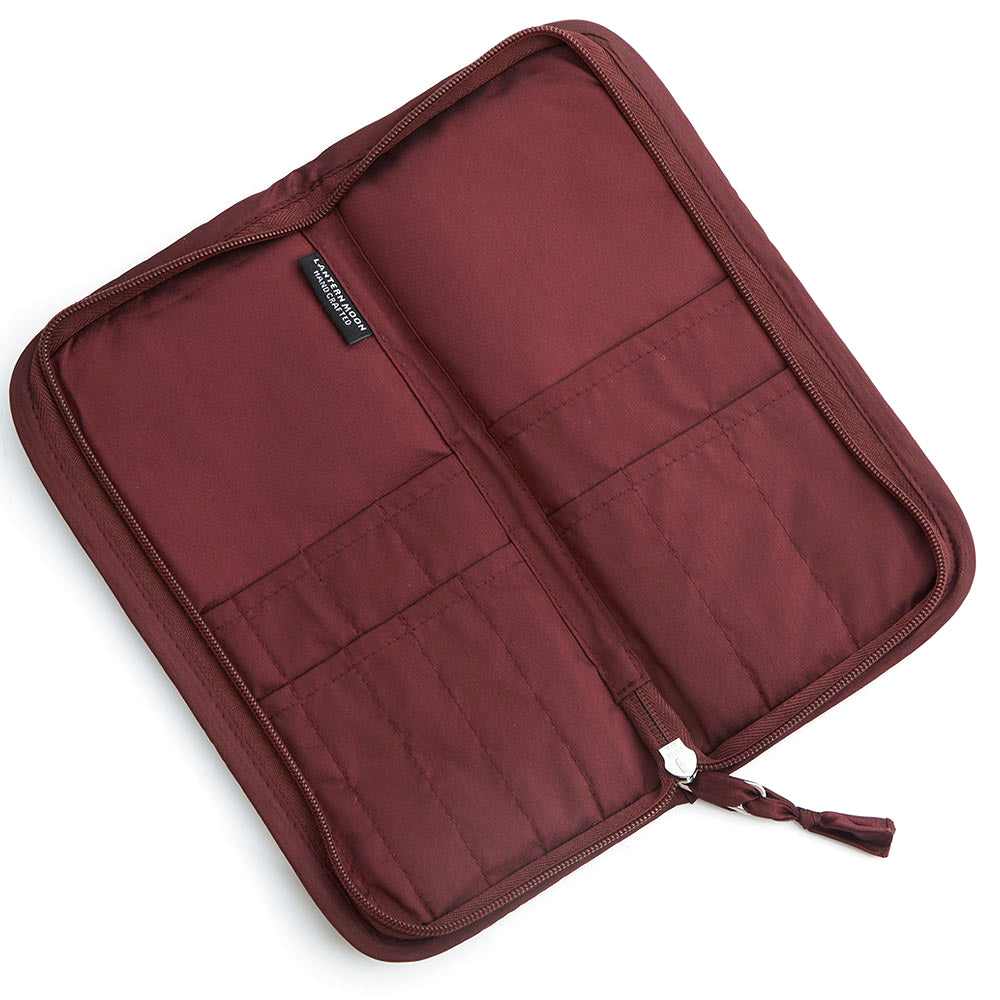 Zipped block-printed needle case in Ajrak fabric