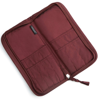 Zipped block-printed needle case in Ajrak fabric