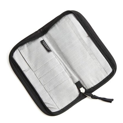 Zipped block-printed accessories case in Ajrak fabric