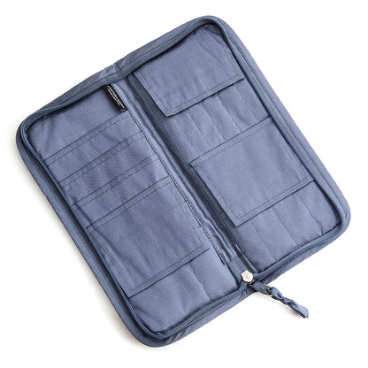 Zipped block-printed interchangeable needle case in Ajrak fabric