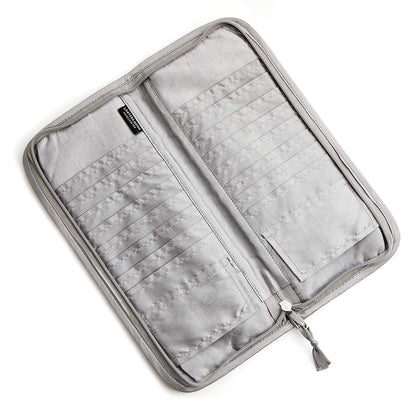 Zipped block-printed circular needle case in Ajrak fabric