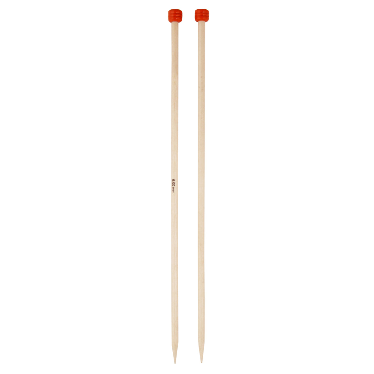 Pair of KnitPro Basix beech wood single-pointed knitting needles, 6mm
