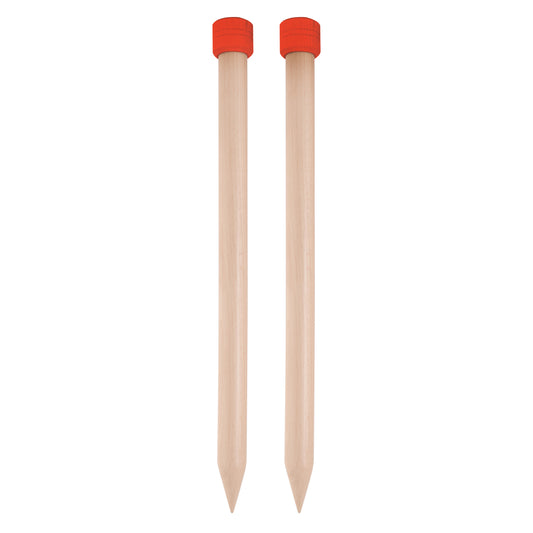 Pair of KnitPro Jumbo Birch birch single-pointed knitting needles, 25mm