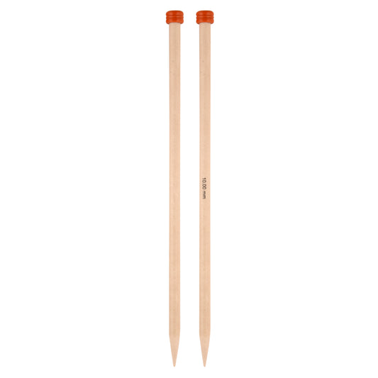 Pair of KnitPro Basix beech wood single-pointed knitting needles, 10mm