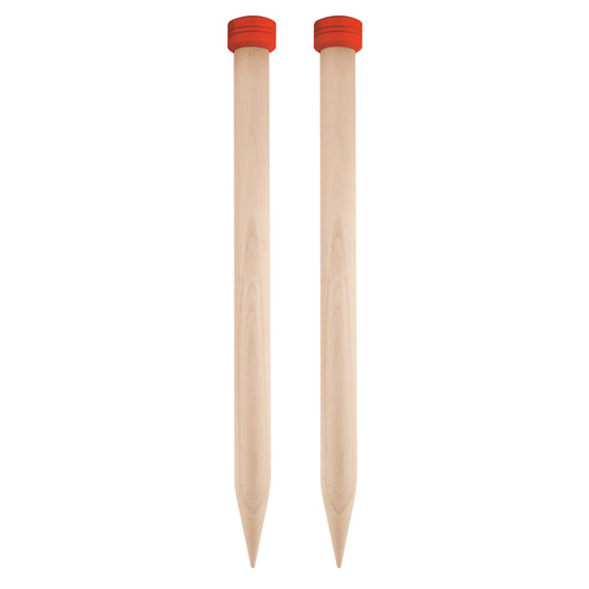 Pair of KnitPro Jumbo Birch birch single-pointed knitting needles, 30mm