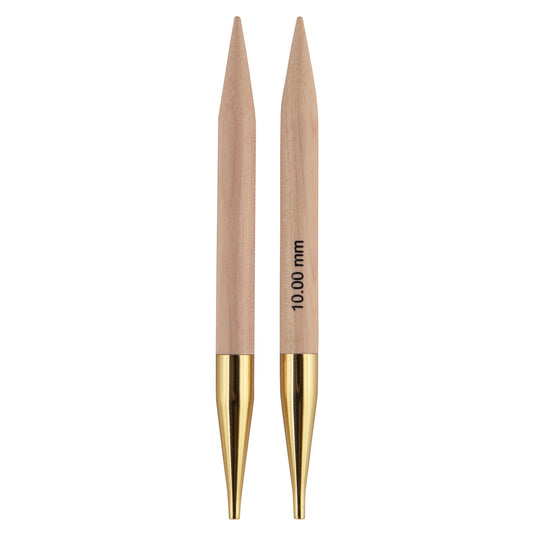 Pair of KnitPro Basix beech wood interchangeable needle tips 10mm