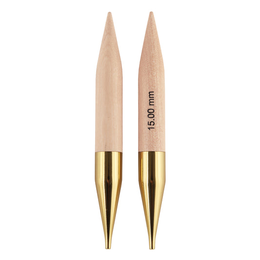 Pair of KnitPro Basix beech wood interchangeable needle tips 15mm