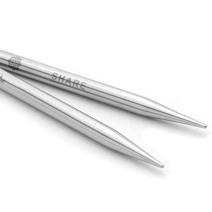 Pair of KnitPro Mindful stainless steel interchangeable needle tips, 10mm