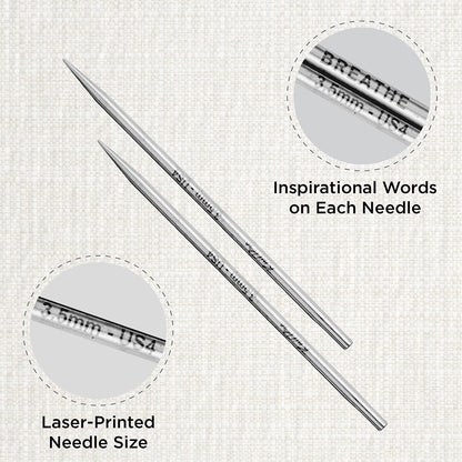 Pair of KnitPro Mindful stainless steel lace interchangeable needle tips, 3.5mm