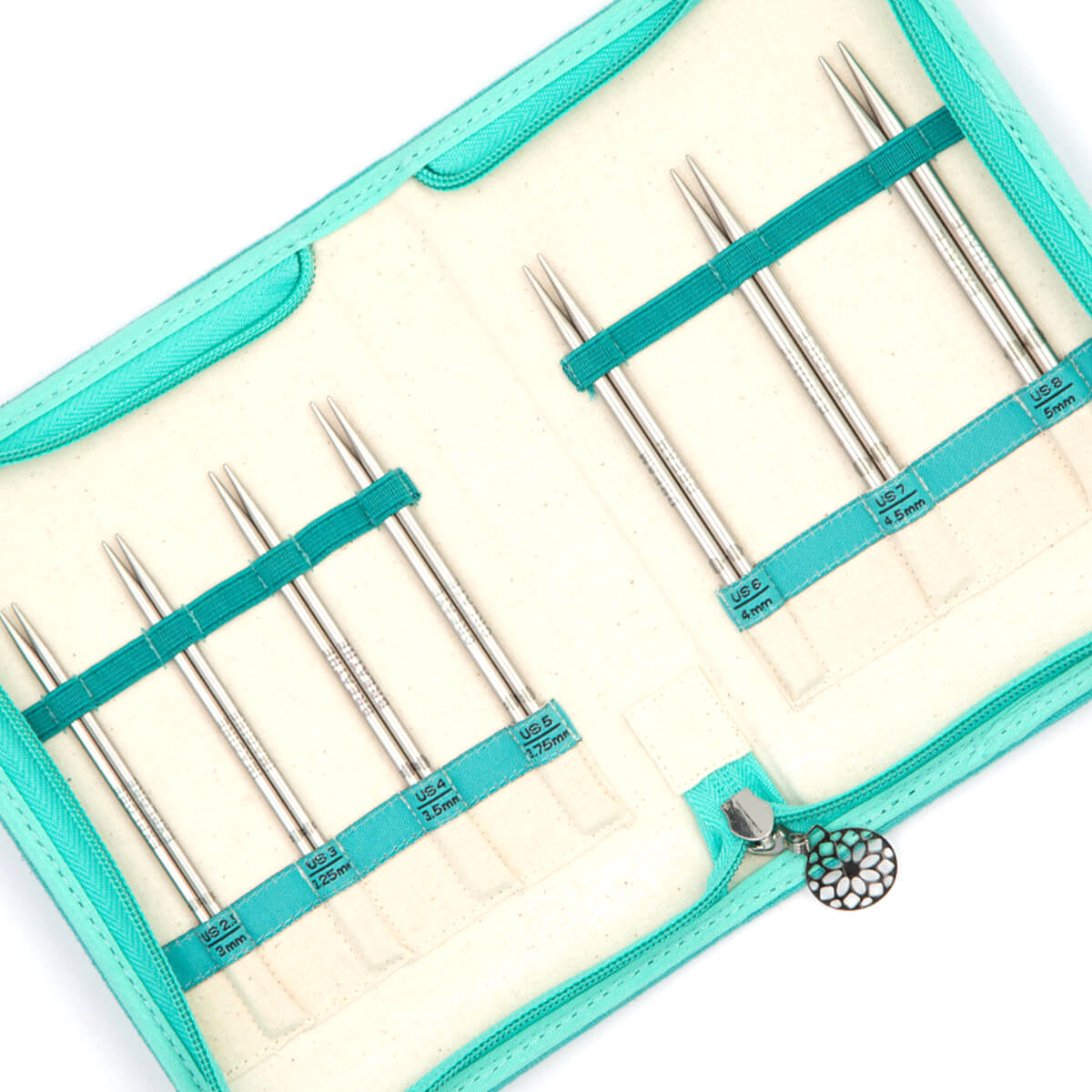 KnitPro Mindful Hope interchangeable needle set in a mandala fabric case